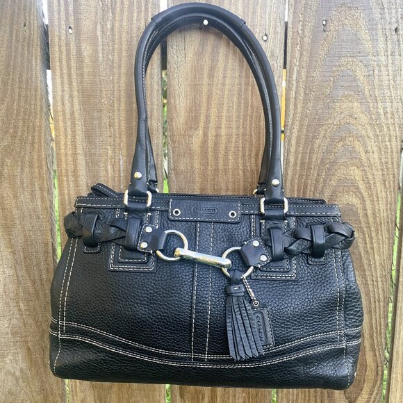 Coach Handbags - COACH HAMPTON COLLECTION Black Pebbled Leather Shoulder Bag